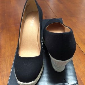 J.Crew black canvas espadrille wedges